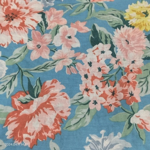 LOFT Size Medium Floral Cap Sleeves Ragged Edges Ruffle Elastic Neckline Top - Picture 9 of 13